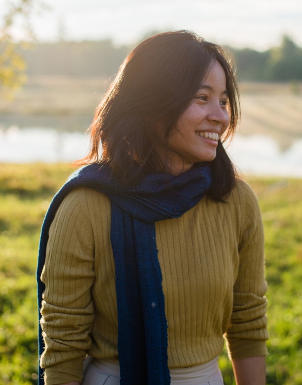 Smiling woman with scarf